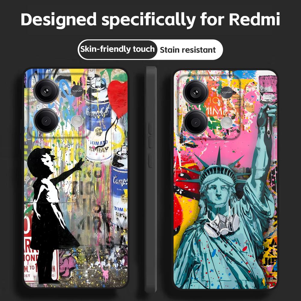 Xiaomi Redmi Note 13 - Banksy Graffiti Art funda de teléfono